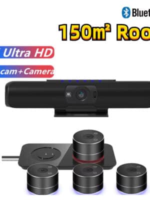 4K Ultra HD Webcam All in one Camera with 4pcs Wireless Microphone Speaker for Video Conference