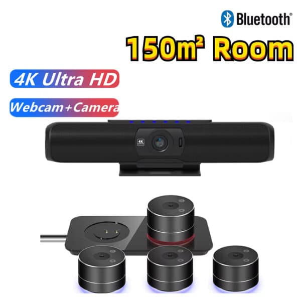 4K Ultra HD Webcam All in one Camera with 4pcs Wireless Microphone Speaker for Video Conference