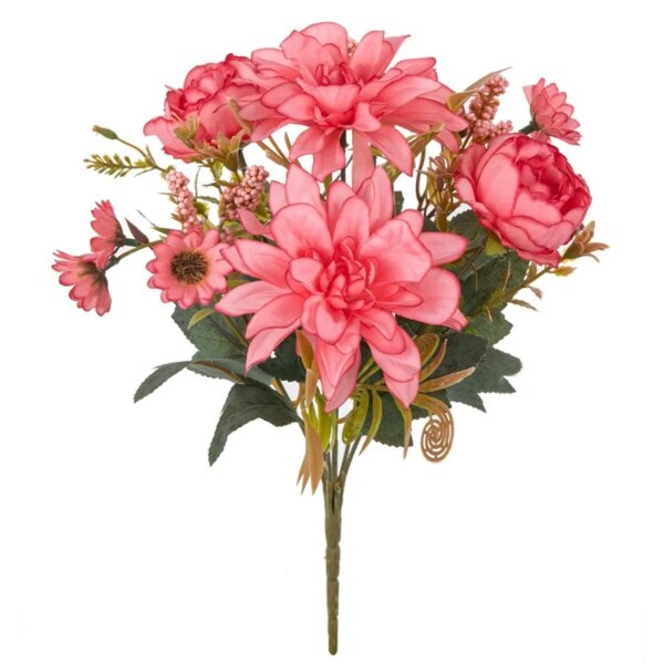 1 stk kunstig silkeblomst – georgine, rose og tusenfryd