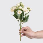 15 blomsterhoder – 5 greiner silkeroser til bryllup, kranser og dekor