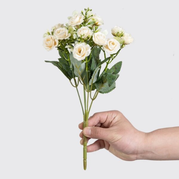 15 blomsterhoder – 5 greiner silkeroser til bryllup, kranser og dekor