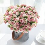 15 blomsterhoder – 5 greiner silkeroser til bryllup, kranser og dekor