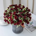 15 blomsterhoder – 5 greiner silkeroser til bryllup, kranser og dekor