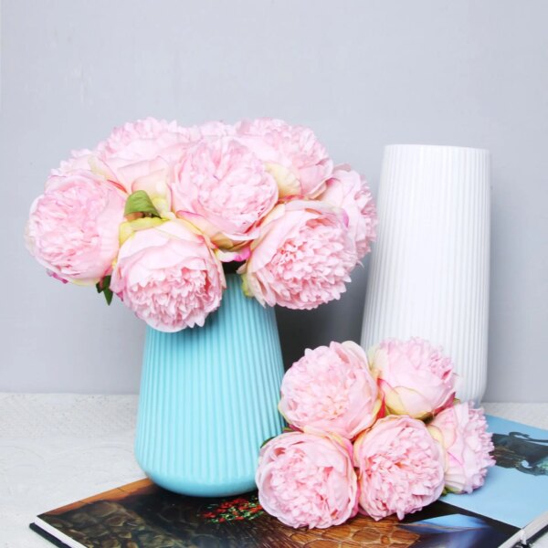 5Big Heads 11cm Diameter Rose Pink Peony Artificial Flowers