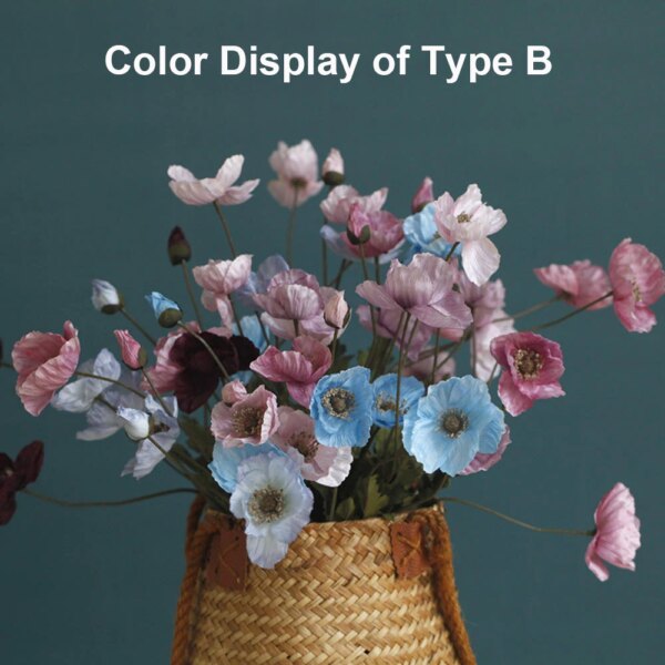 Artificial Flowers Fake Poppy Silk Flowers