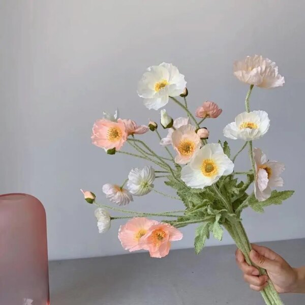 Artificial Flowers Fake Poppy Silk Flowers