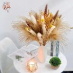 80Pcs Fluffy Pampas Grass Reeds Dried Flowers
