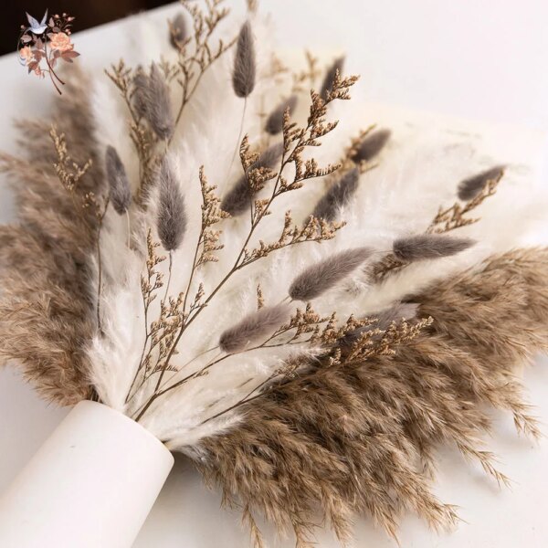 40pcs Natural Fluffy Dried Flower Pampas Grass Bouquet