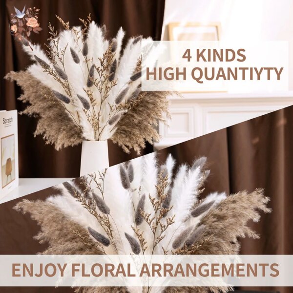 40pcs Natural Fluffy Dried Flower Pampas Grass Bouquet