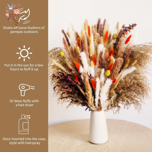 Fluffy Bunny Tails Grass Dried Flowers Pampas Bouquet