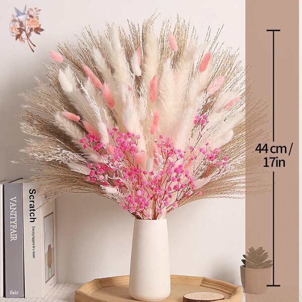 78Pcs Pink Eternal Pampas Grass Flower Bouquet