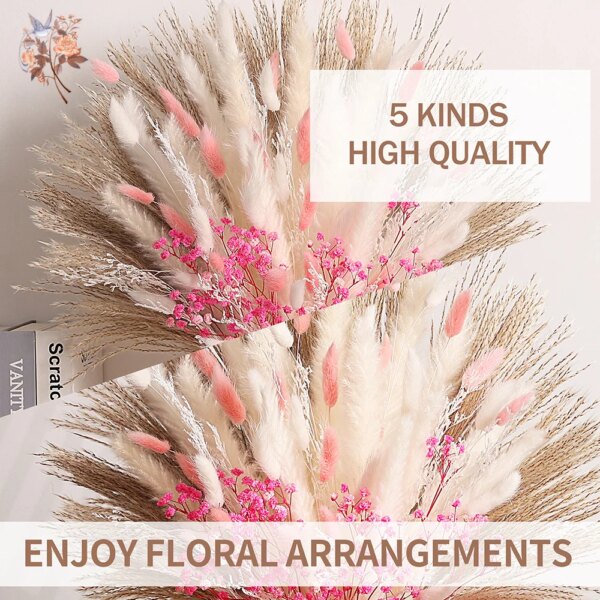 78Pcs Pink Eternal Pampas Grass Flower Bouquet