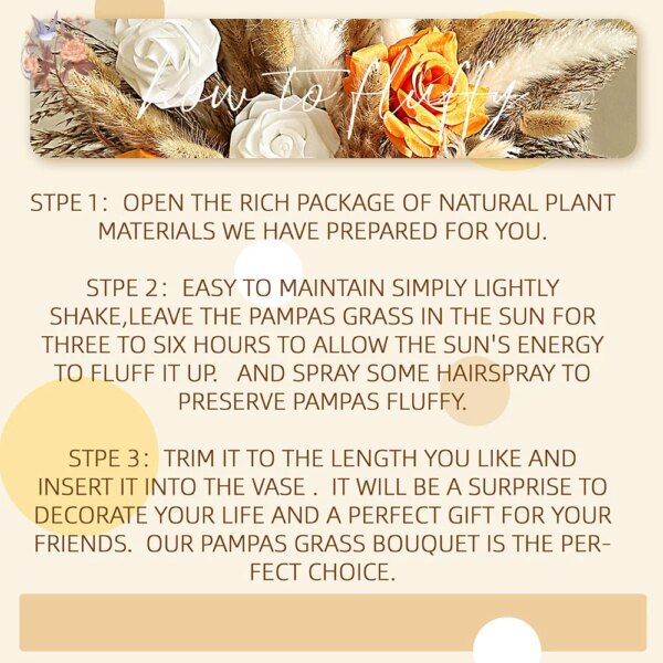 71Pcs Artificial Flower Arrangement Mix Real Rose Dried Pampas Grass