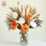 71Pcs Artificial Flower Arrangement Mix Real Rose Dried Pampas Grass