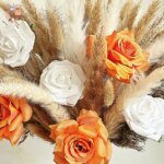 71Pcs Artificial Flower Arrangement Mix Real Rose Dried Pampas Grass