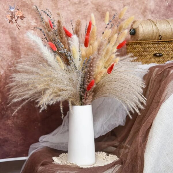 Natural Pampas Lavender Dried Artificial Flower Bouquet