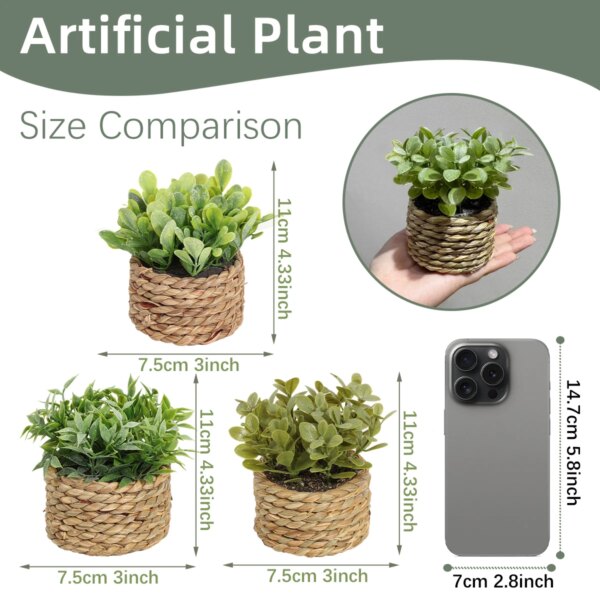 XIYA FLOWER Green Artificial Plants Eucalyptus Grass Woven Small Potted Plants Grass Mound 11cm PE Material Home Decoration
