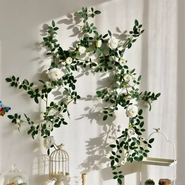 Artificial Sweetheart Roses Vine Silk Flowers Rattan