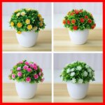 1pc Artificial Flowers Five Leaf Plum Small Potted Plants