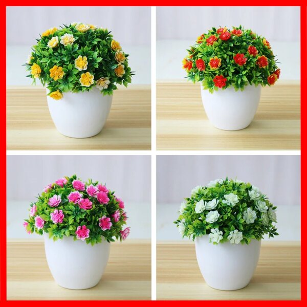 1pc Artificial Flowers Five Leaf Plum Small Potted Plants