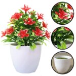 1pc Artificial Flowers Five Leaf Plum Small Potted Plants Tree
