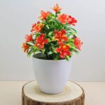1pc Artificial Flowers Five Leaf Plum Small Potted Plants Tree