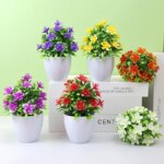 1pc Artificial Flowers Five Leaf Plum Small Potted Plants Tree