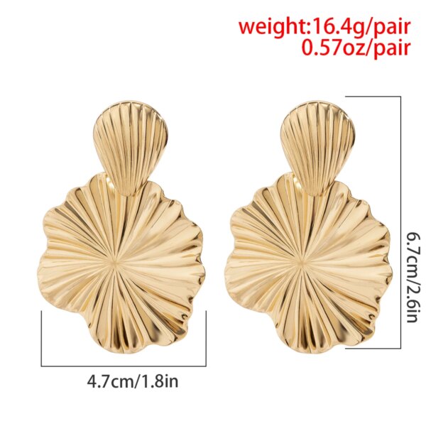 Trendy Geometric Lotus Leaf Shape Pendant Drop Earrings