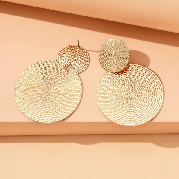 Aretes De Mujer Bohemia Trendy Geometric Metal Round Earrings