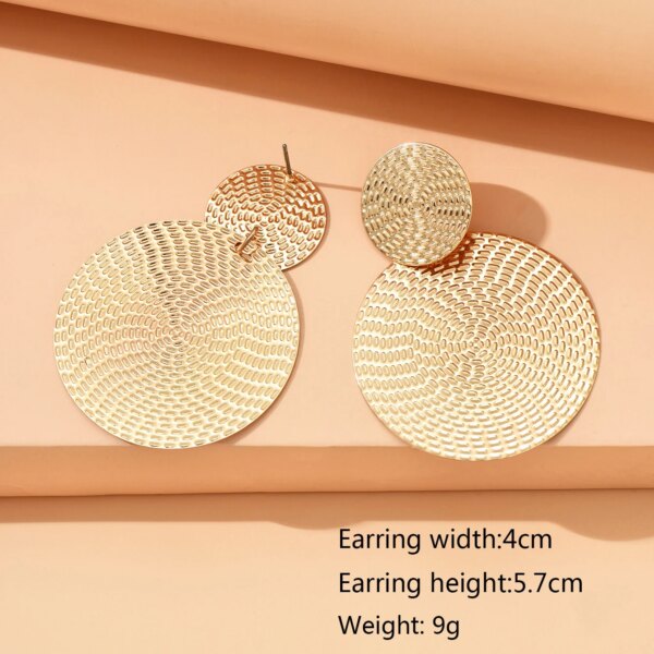Aretes De Mujer Bohemia Trendy Geometric Metal Round Earrings