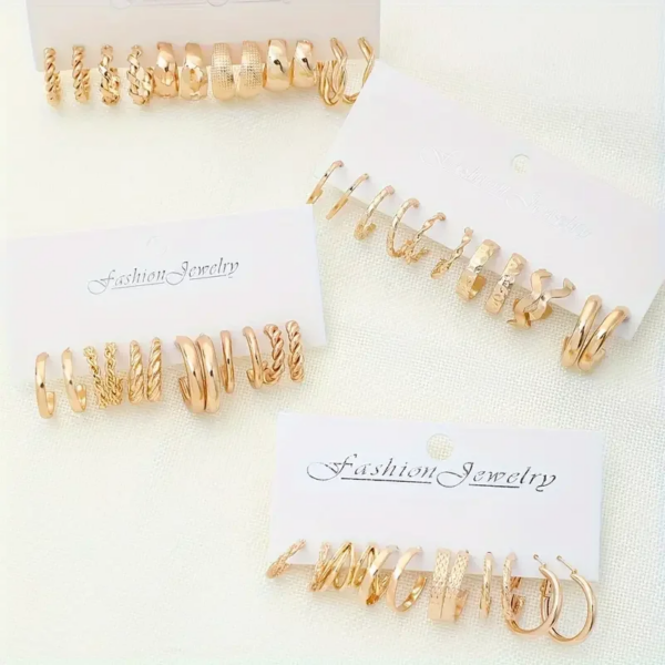 24-Pair Vintage-Inspired Small Hoop Earring Set