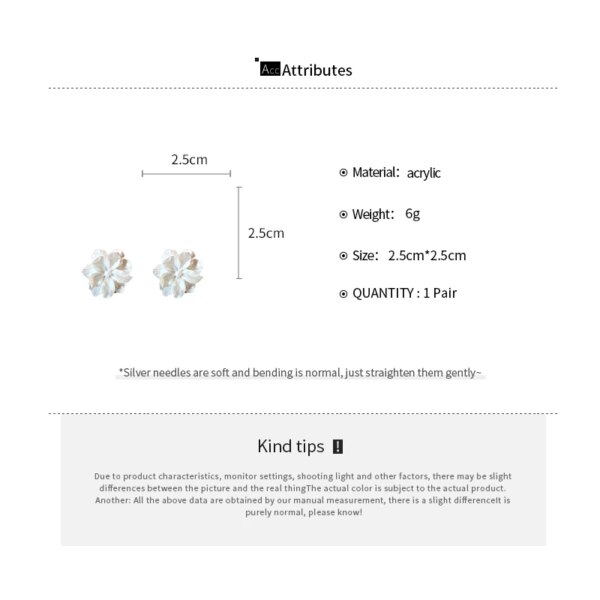 Acrylic White Camellia Flowers Stud Earrings