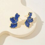 Metal Flower Cream Epoxy Earring