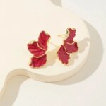 Metal Flower Cream Epoxy Earring