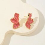 Metal Flower Cream Epoxy Earring