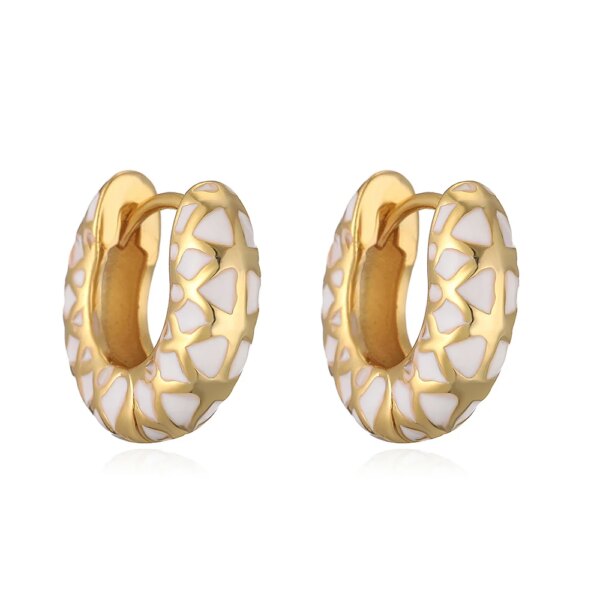 Colorful Enamel Geometric Round Circle Hoop Earrings