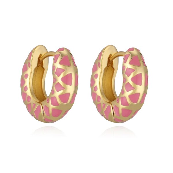 Colorful Enamel Geometric Round Circle Hoop Earrings