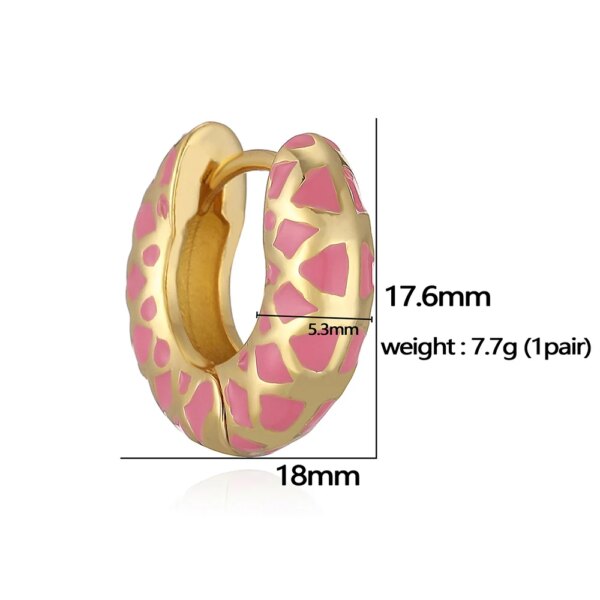 Colorful Enamel Geometric Round Circle Hoop Earrings
