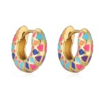 Colorful Enamel Geometric Round Circle Hoop Earrings