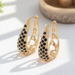 Green Crystal Round Stone Hoop Earrings
