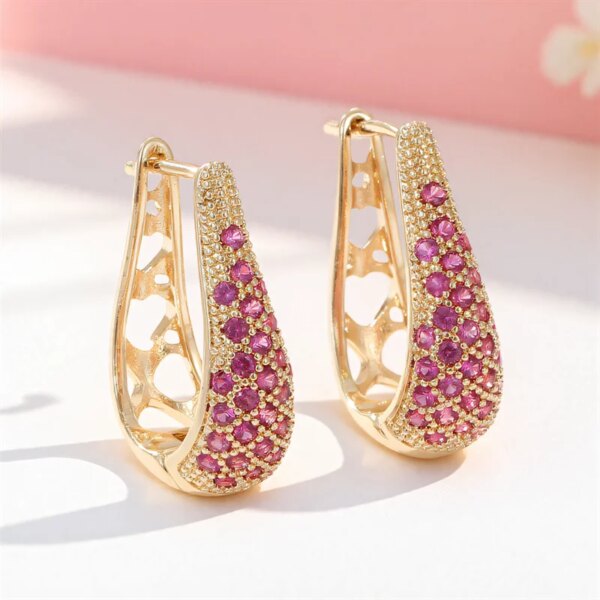 Green Crystal Round Stone Hoop Earrings