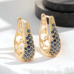 Green Crystal Round Stone Hoop Earrings