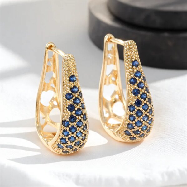 Green Crystal Round Stone Hoop Earrings