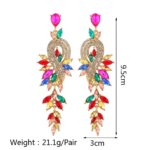 Elegant Metal Hollow Chain Leaves Crystal Pendant