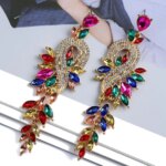 Elegant Metal Hollow Chain Leaves Crystal Pendant