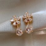Exquisite Leaves Crystal Flower Stud Earrings