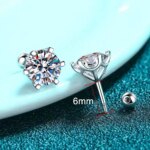 KNOBSPIN Moissanite Øredobber – 18K Hvitt Gullbelagt Sølv, Runde Skrufester, D Farge VVS1