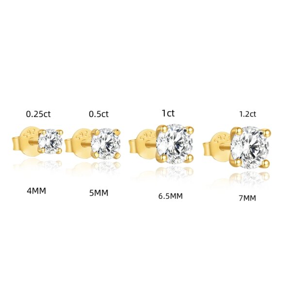 CANNER 0.25-1.2 Carat D Color Moissanite 925 Sterling Silver Stud Earring