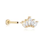 CANNER 1PC 14K Pure Gold Horse Eye Butterfly Stud Earring