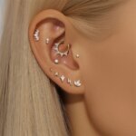 CANNER 1PC 14K Pure Gold Horse Eye Butterfly Stud Earring